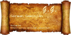 German Geminián névjegykártya